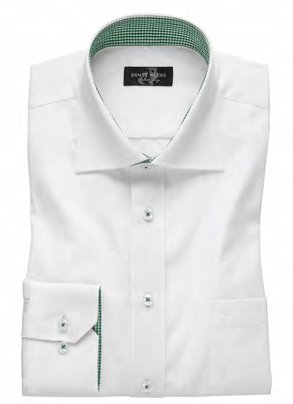 Vita knappar med knapptråd i skjortans kontrastfärg. CLASSIC FIT bröstficka, frontlist stl.