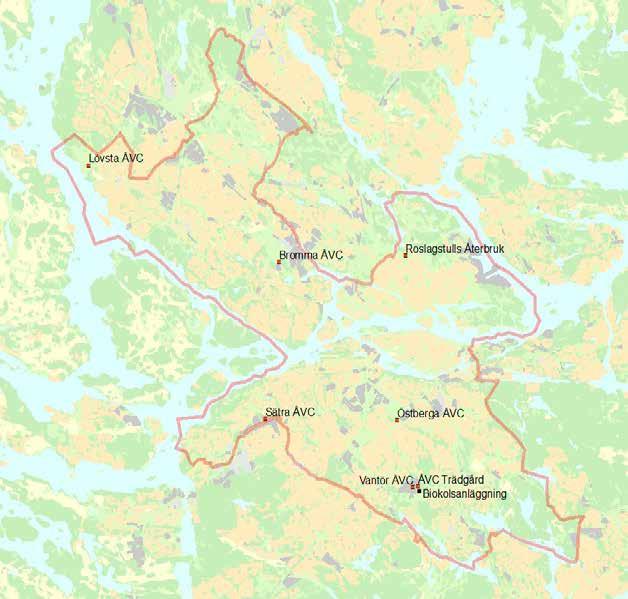 Återvinningscentraler och biokolsanläggning i Stockholms stad Källa: Stockholm