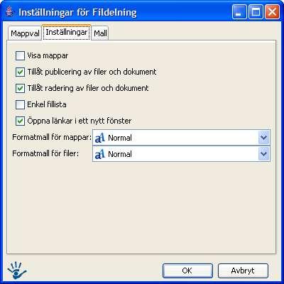 6.5 Fildelning 6.5.1 Användningsområde Med modulen fildelning kan man dela med sig av sina filer och mappar på webbplatsen.