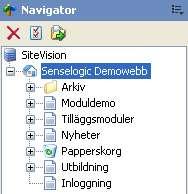 2.2.1 Snabbtangenter I SiteVision finns följande generella snabbtangenter: CTRL-SHIFT-N CTRL-SHIFT-M CTRL-SHIFT-F CTRL-SHIFT-B CTRL-ALT-N CTRL-ALT-S CTRL-ALT-P CTRL-ALT-R CTRL-ALT-M Gå till navigator