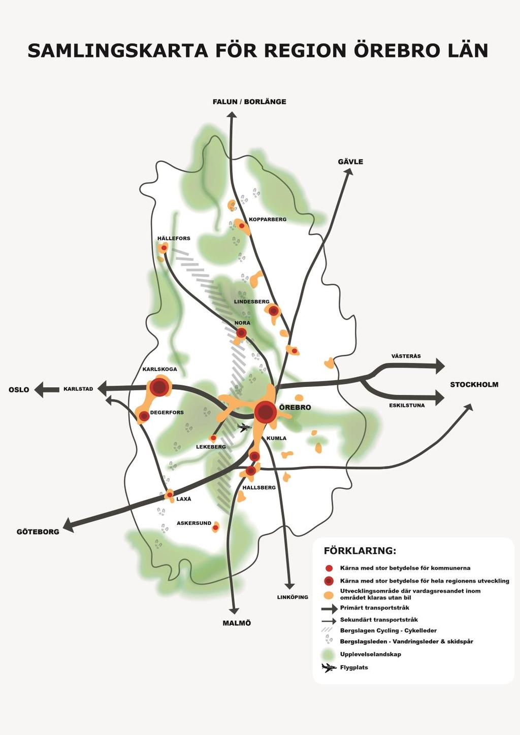 Figur 7. Samlingskarta över strukturbilderna i Region Örebro län, målbild bortom 2030.