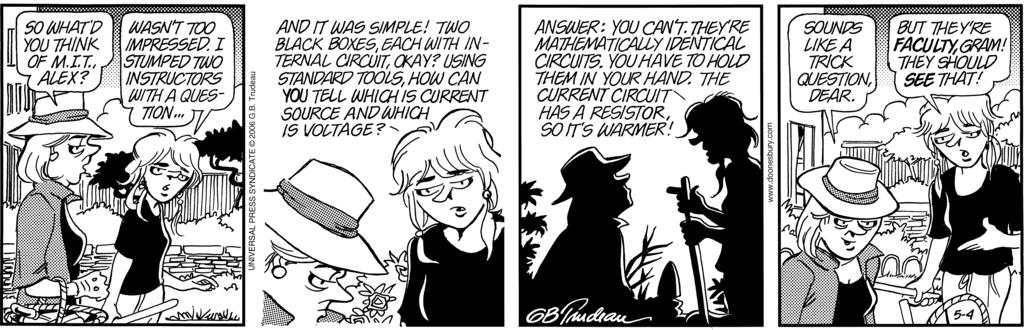 38 KAPITEL 2. RESISTIVA KRETSAR Doonesbury 2006 G. B. Trudeau. Reprinted with permission of Universal Press Syndicate. All rights reserved. Figur 2.
