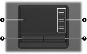 Komponenter på ovansidan Styrplatta Komponent (1) Styrplatta* Flyttar pekaren och väljer eller aktiverar objekt på skärmen.