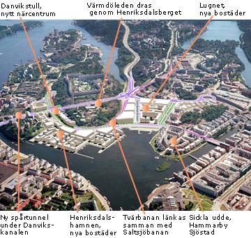 Danvikslösen enligt tidigare planförslag vid nordöstra Hammarby Sjöstad Under 2004-2005 bedrevs ett omfattande utrednings- och detaljplanearbete, som resulterade i att stadsbyggnadskontoret under