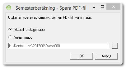 Välj var PDF-filen ska sparas och klicka på OK. Om du har skapat en säkerhetskopia, ska du markera detta för att komma vidare.