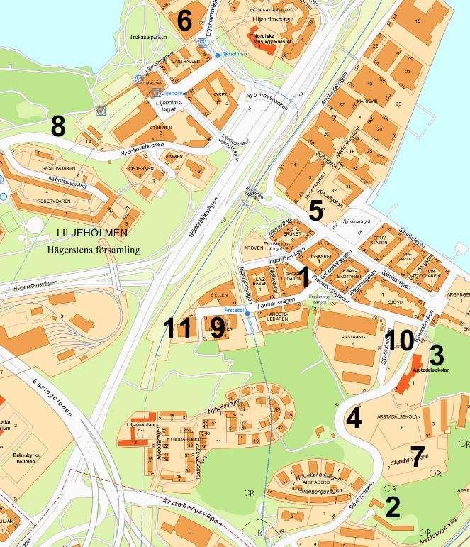 SID 5 (8) Karta med markerade förskoleprojekt inom