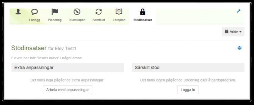 Klicka på den elev för vilken du vill skapa eller redigera extra anpassningar.