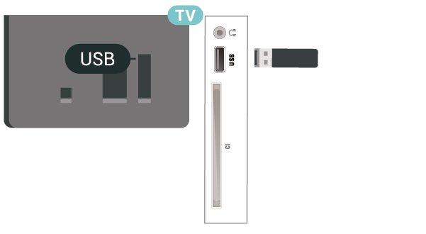 Om du vill pausa och spela in en sändning behöver du minst 32 GB diskutrymme. 1. Anslut USB-hårddisken till en av USB-kontakterna på TV:n.