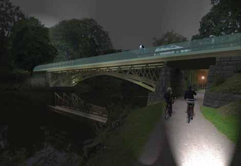 Inom området fanns också en bro över. Den är i dag riven men man kan se ett av brofundamenten på den västra sidan av. I dag fungerar Pyttebron som en gång- och cykelväg.
