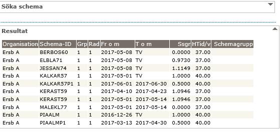 Sök schema.