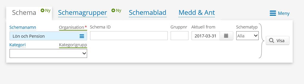 Att lägga schema: grundschema Välj Schema i huvudmenyn.