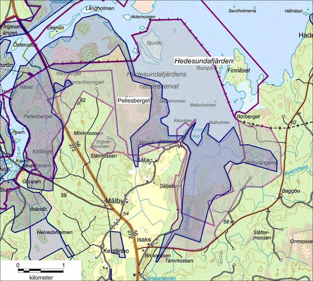 Karta 12: Planerade ramområden för myggbekämpning 2017 i Natura 2000-området