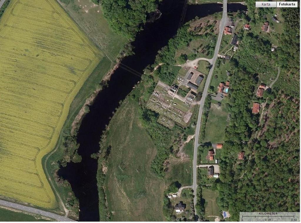 Potentiellt utrymme för isättningsoch rastplats EON:s p-plats Farlig utfart Karta över Torsebro, söder om krafverket.