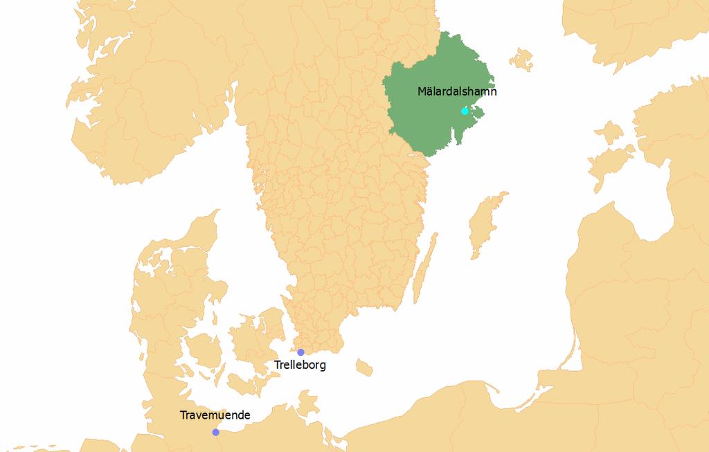 Beräkningsförutsättningar i trailerfallet (1) Enligt våra beräkningar importeras/exporteras tillräckligt mycket gods för att motivera dagliga avgångar med roro-fartyg