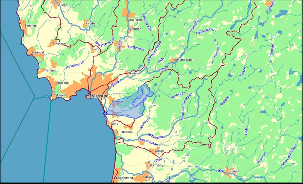Avrinningsområde: 33 km 2 Längd från källa till mynning: ca 11 km (huvudfåran) 50% jordbruksmark, 42% skog, 8% urban miljö Måttlig Ekologisk Status