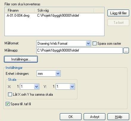 Arbeta med Konvertera filer Konvertering av filer kan göras till olika raster- och vektorformat. Konverteringen gör en kopia, originalfilen finns alltså kvar i sitt ursprungsformat.