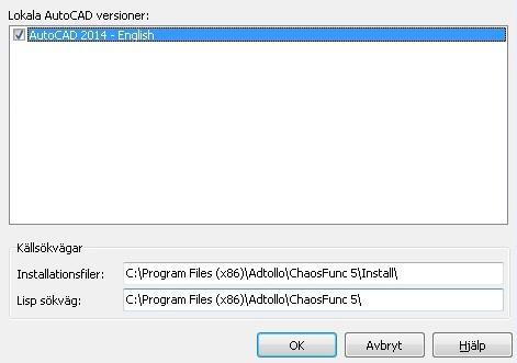 Chaos desktop manual Funktioner för AutoCAD Installation av CAD-funktioner sker automatiskt när man väljer att göra en komplett installation av Chaos desktop.