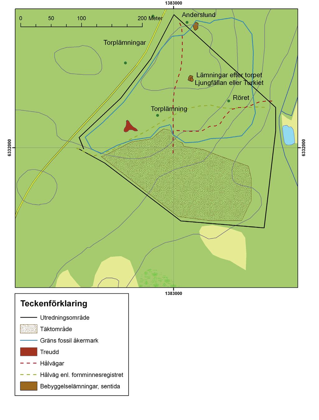 ARKEOLOGISK RAPPORT 2007:36 11 t. ex. Ljungfällan speglar svedjeverksamhet, medan Röret indikerar att det i området kring stugan/jordkulan funnits röjningsrösen. figur 5.