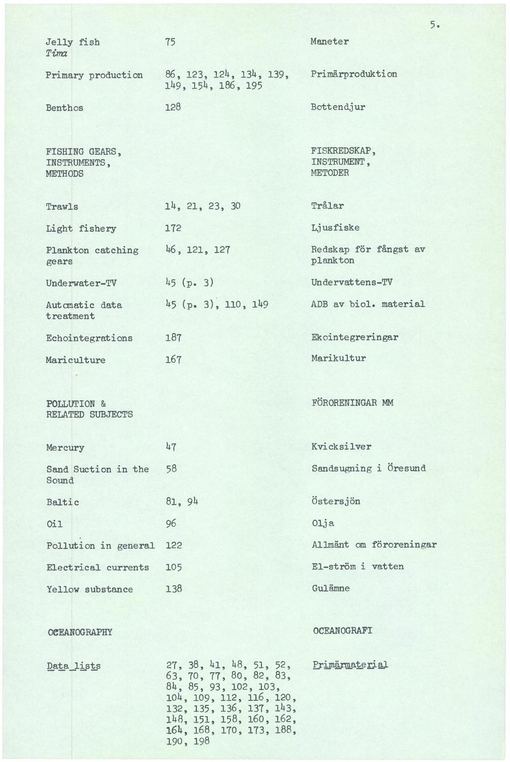 Jelly fish Tima Primary production Benthos 75 86, 123, 124, 134, 139 lu9, 154, 186, 195 128 Maneter Primärproduktion Bott en djur 5.