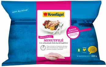 40-44:44 Kycklingfilé Kronfågel, 650 g, Fryst, Sverige jmf: 60:00 N E R