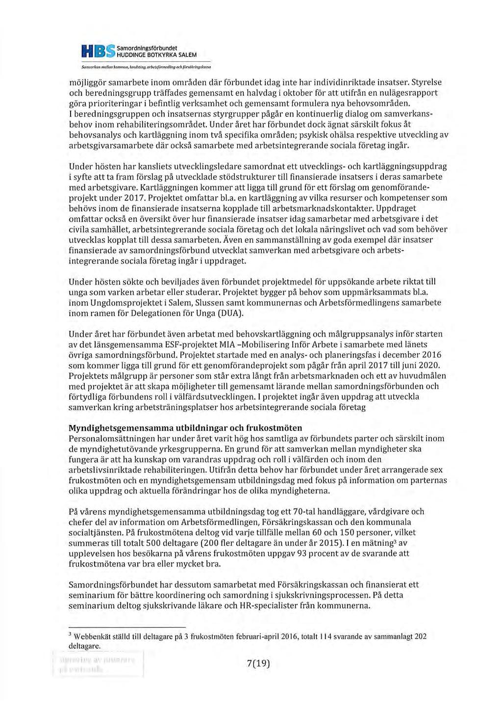 Samordningsförbundet H B s HUDDINGE BOTKYRKA SALEM Snmvcrkan mi' l/dn kommun, lond~ufi.