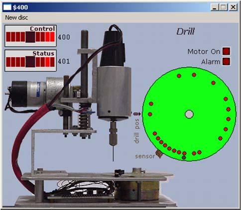 3 Simulatorn för borrmaskinen New disc Här väljer du olika arbetsstycken Indikator för Motor On Control