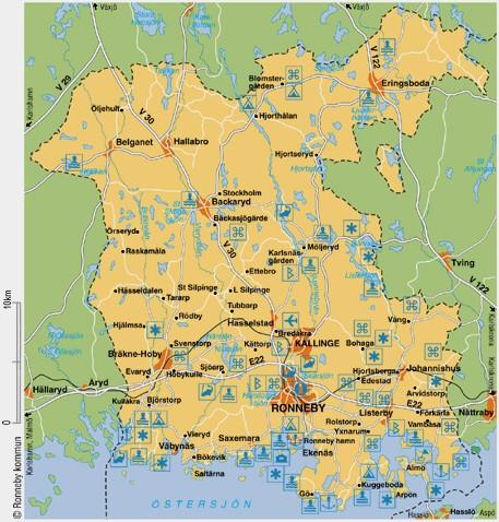 Definiering av slingans geografiska sträckning. Slingans geografiska läge utöver centralorten sträcker sig mellan de 11 mindre tätorterna i kommunen.