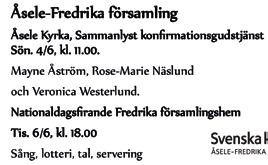 www.varitryck.se Filadelfia STORGATAN 27, ÅSELE Sön 4/6 11.oo Gudstjänst, Församlingsmöte Ons 7/6 19.