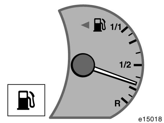 I upp eller nedförsbackar eller i kurvor kan bränslet röra sig i tanken så att visarnålen svänger upp och ned. Varningslampan kan då tändas tidigare än vanligt.