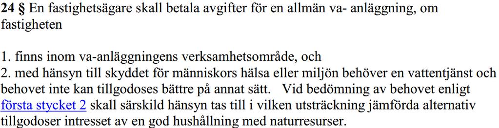 LAV är tvingande Tvingande offentligrättslig reglering Kan inte avtalas bort Kan inte planläggas bort Betydelselöst vad kommunen, Va-bolaget eller brukaren tycker Från början var