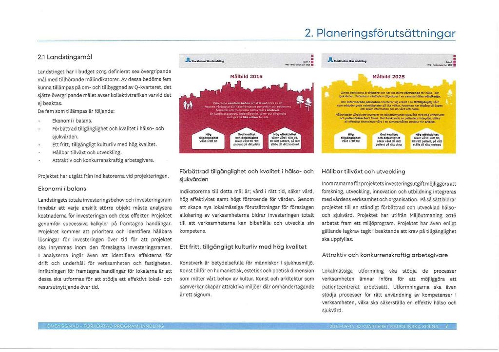 2. Planeringsforutsdttningar 2.1 Landstingsmal 1 Stockholm! Bus landsting Landstinget har i budget 2015 definierat sex overgripande mil med tillhorande malindikatorer.