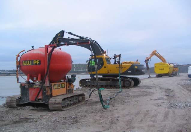 Nordsjö hamn i Helsingfors TBT-förorenad sediment, stabilisering 2005-2006 Beställare; Helsingfors Hamn Mass stabilization equipments Entrepenör; Hyvinkään Tieluiska Oy 2 masstabiliseringsmaskiner