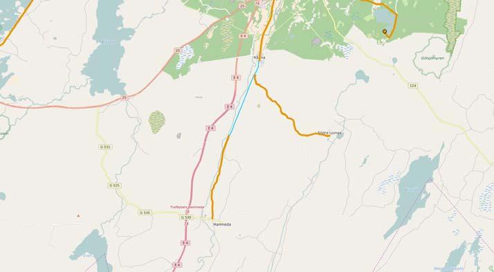 Lj 120: Lv 582 Hamneda Kånna Kommunal/Enskild (ljusblått streck samt orangea strecket som fortsätter söderut) Kommunens prioritering: 3 Antal