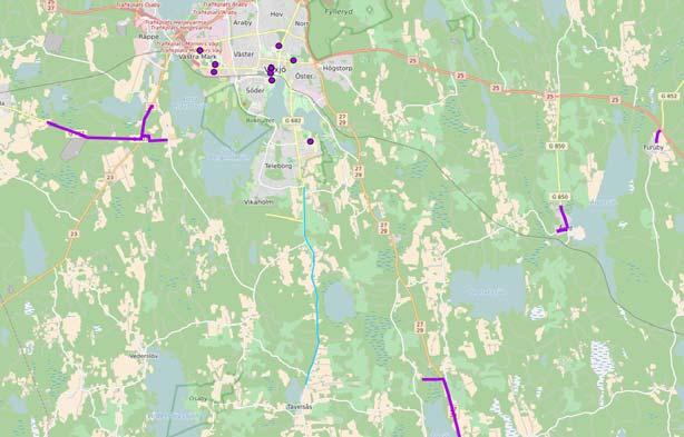 Vä 3: Lv 682 Tävelsås Växjö PRIORITERAD Kommunens prioritering: 2 Läge: Mellan Tävelsås och Teleborg Hastighet: 80 km/h NNK: 0,9 Längd: 7,3 km 1 lindrigt.