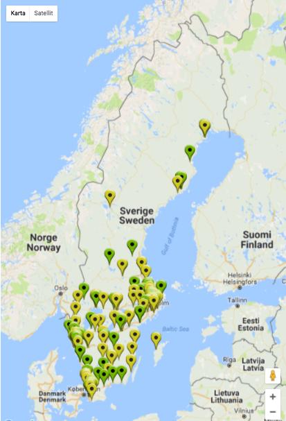Figur 2. Karta över certifierade byggnader med miljöbyggnad i Sverige (SGBC, 2017) 2.2.1 Hur går processen till?