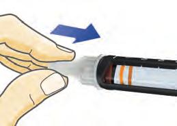 För in nålspetsen i det yttre nålskyddet på en plan yta utan att röra vid injektionsnålen.