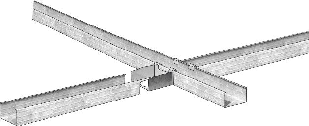 GK-C monteras längs den vågräta linjen på samtliga väggar och ev pelare med skruvavstånd c 300 mm. Kantskenans underkant (den breda flänsen) är lika med nedpendlingshöjden. 2.