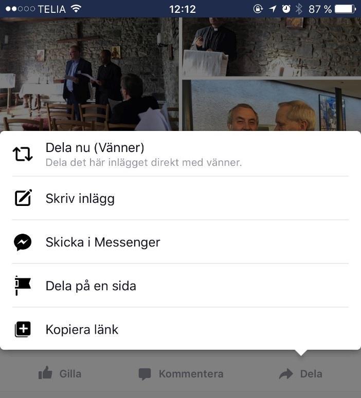 I mobilen då? När sidan väl är igång funkar det att publicera, gilla och dela från mobilen också. Här ser det olika ut beroende på om man arbetar i ios (iphone), Android eller Windows.