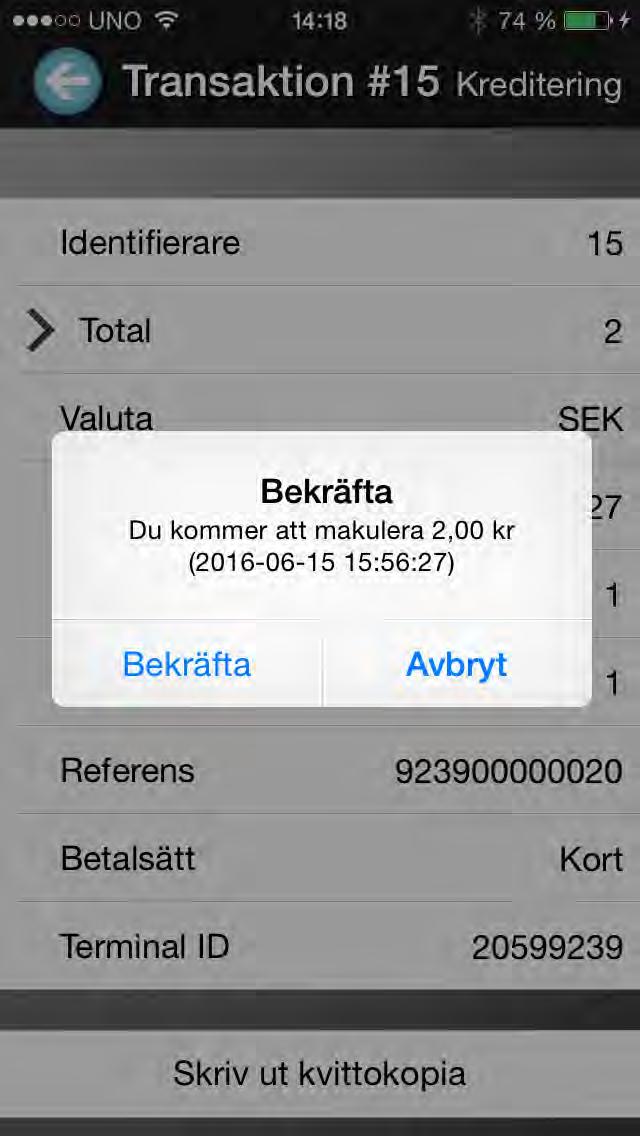 Bekräfta makuleringen Välj