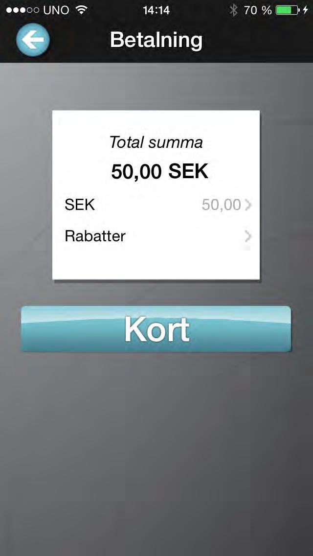 Betalning Va lj betalsa tt kort.