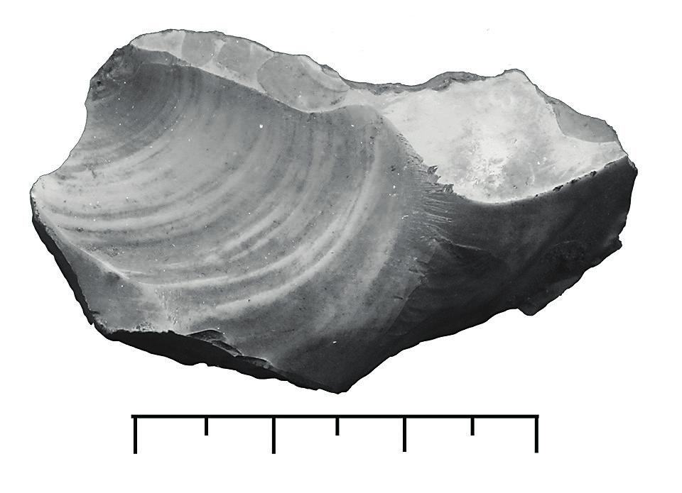 These have been more or less crushed using a direct hard technique ; they probably do not belong to the Neolithic or early Bronze Age flint som den specialiserade flintan i flintkoncentrationerna.