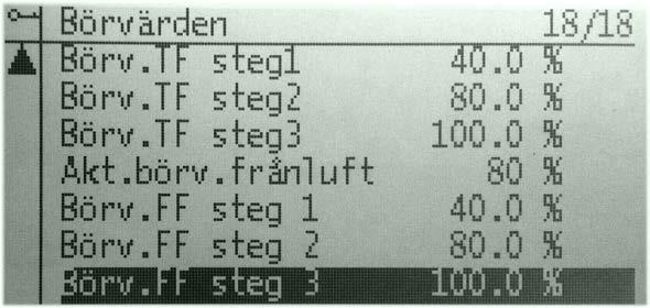 Luftmängd (Steg), ändring Steg står för vilken luftmängd som till- och frånluftsfläkt avger.