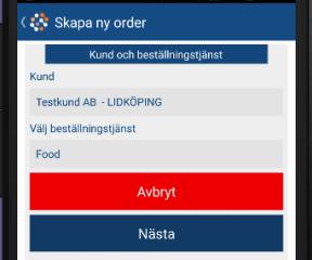 8. Provbeställning 1. Steg 1 - Uppdatera Offline Data (görs för att kunna skapa beställning även offline, för att skicka en beställning krävs nätverk) 2. Steg 2 klicka på pluset.