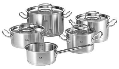 STEK & KOK fissler original pro är tillverkad i extra tjock och extremt robust 18/10 stål. Serien har stora greppvänliga handtag med värmesköldar som håller handtagen svala.