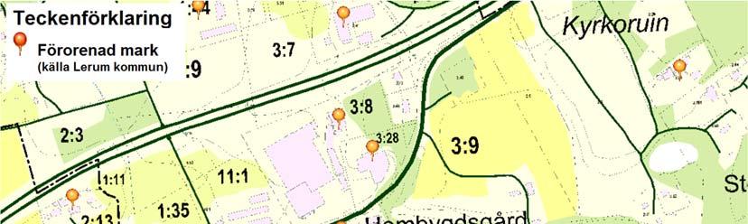 Figur 24 Kartan visar var det utefter den planerade gång- och cykelvägen som