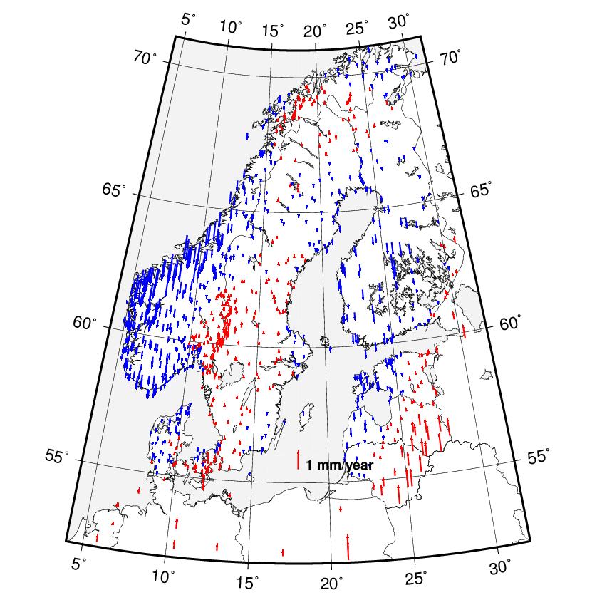 Skillnad mellan den empiriska modellen o observationspunkterna och GIA-modellen h obs.