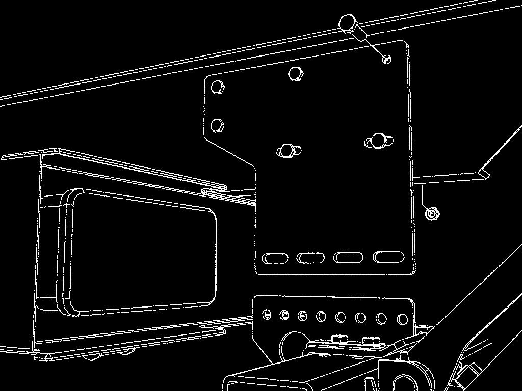 Use the overlaping mounting bracket as a template, drill in center of the oblong holes. Preliminary fasten with 2 screws 12x40, in each mountain bracket.