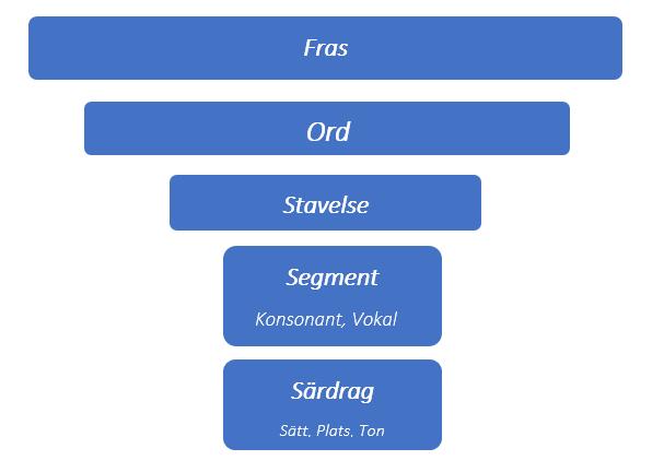 som är den högsta nivån utgörs av ordets betoningsmönster och vilka stavelser som bygger upp ordet.