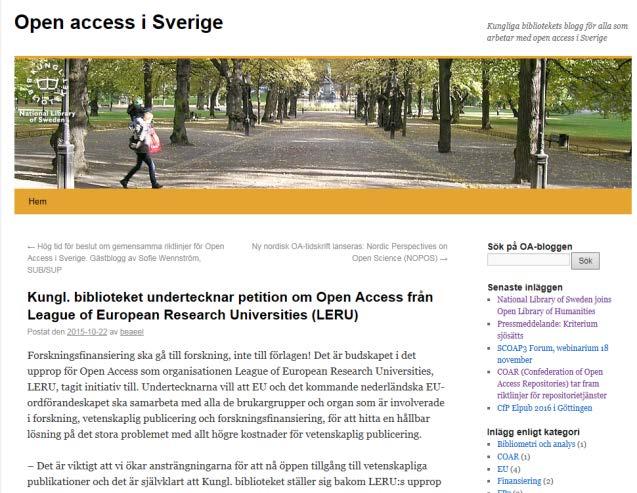 Nulägesbeskrivning forts. KB har avsatt personella resurser för OpenAccess.se motsvarande 1-1,5 årsarbetskraft i 10 års tid, samt beviljat projektmedel på totalt 16,8 mnkr för 41 projekt.