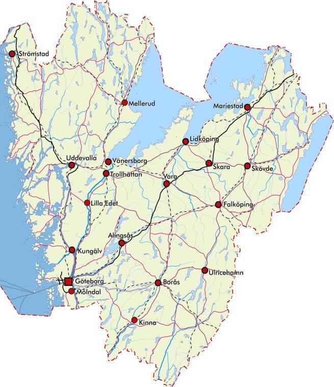 Figur 2. Karlsborgs läge i Västergötlands län. Figur 3. Jordarter vid inventeringsområdet.